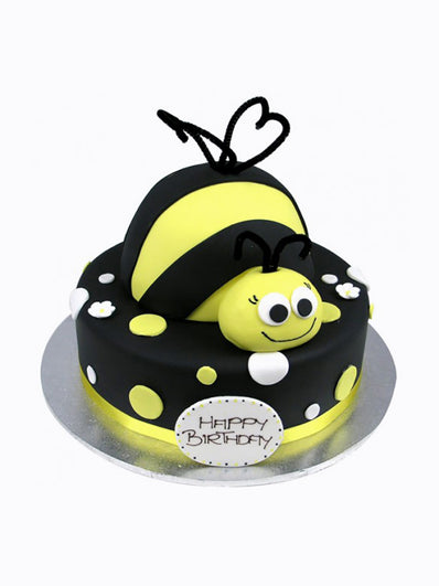 Bumblebee dot birthday cake