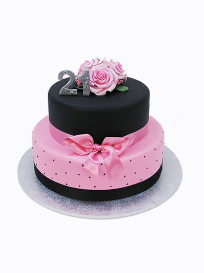 Black and Pink 21st Cake
