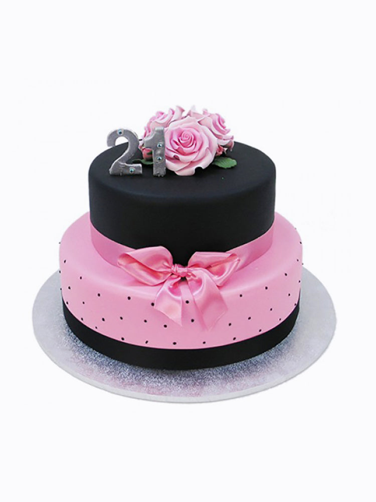 Black and Pink 21st Cake